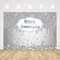 7x5ft Happy Anniversary Backdrop Silver Dripping Glitter Crystals